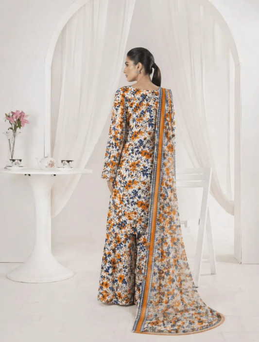 Multicolor Printed Lawn 3-Piece Set for Women