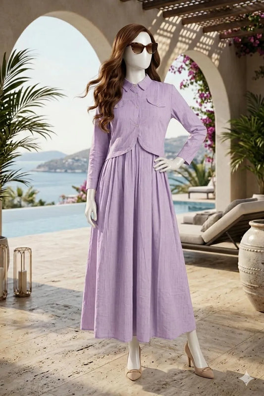 Designer Purple Long Maxi with Matching Shawl