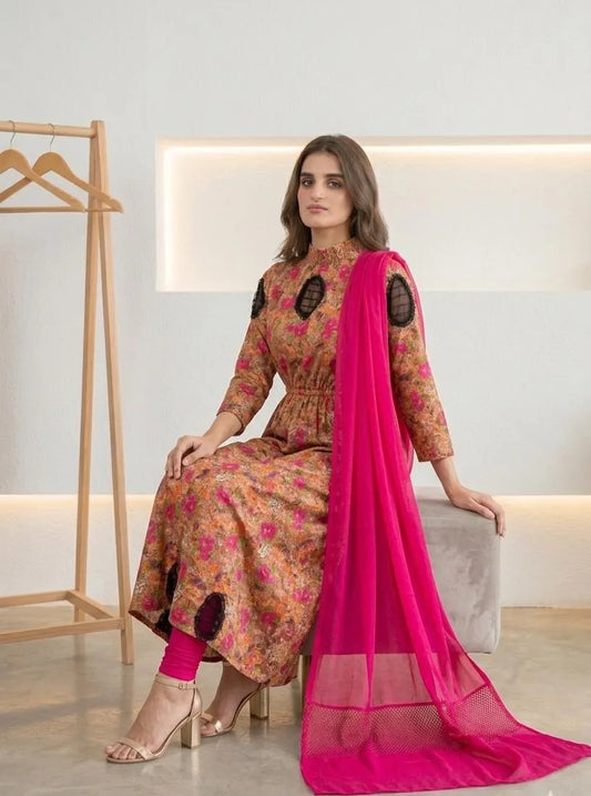 Multicolor Printed Lawn 3Pcs Set for Women