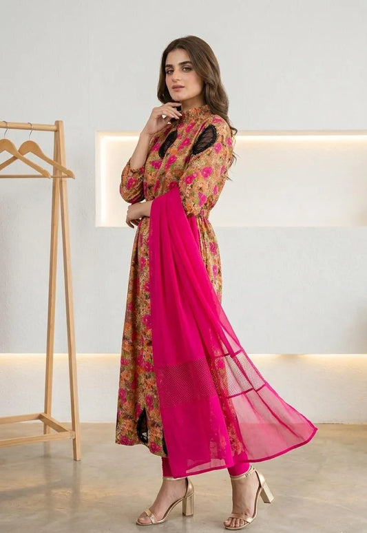 Multicolor Printed Lawn 3Pcs Set for Women
