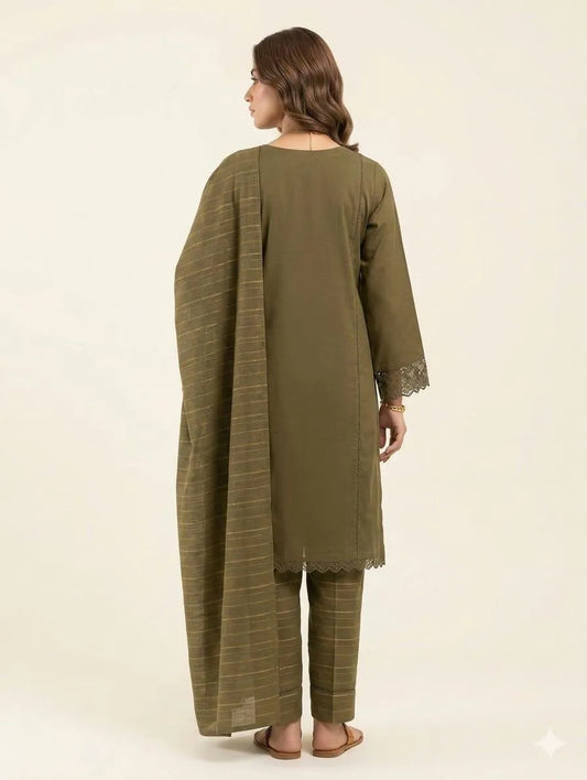Cotton Lawn Embroidered 3Pcs Set Multicolor