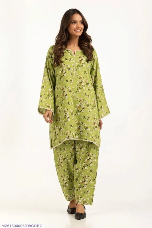 Women Green Printed 2-Piece Suit