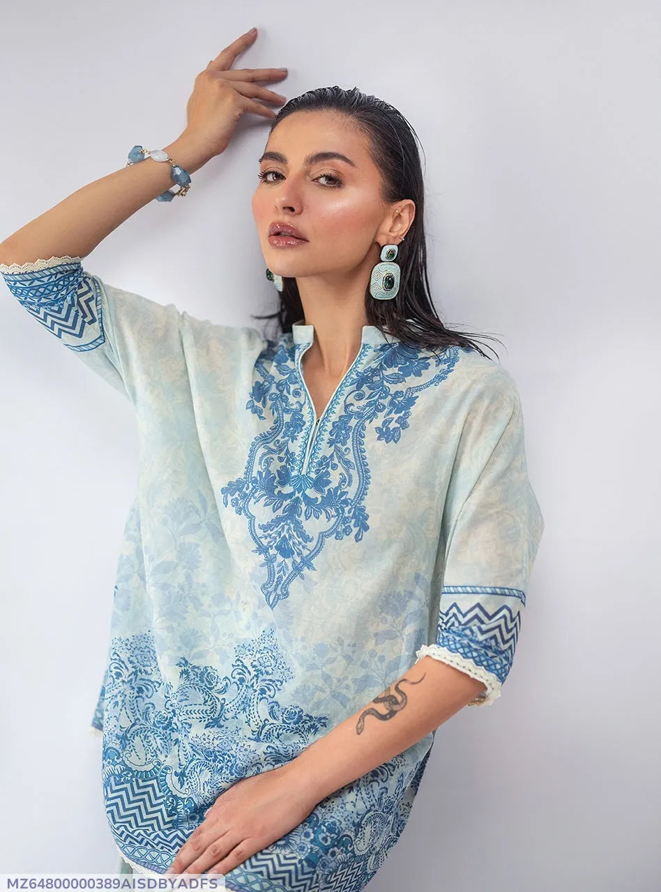 Beige Digital Print Lawn Shirt & Trouser Set