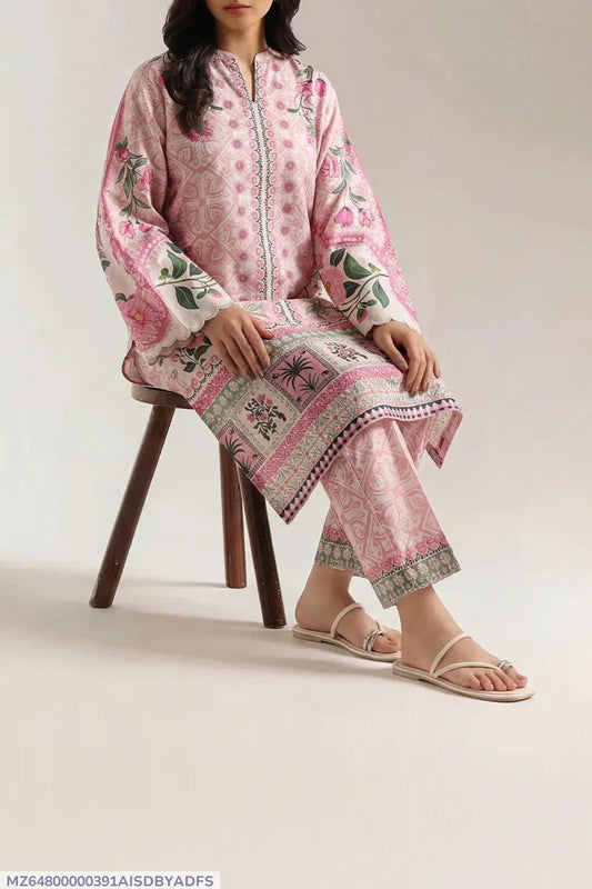 Pink Digital Print Lawn 2-Piece Kurta Set