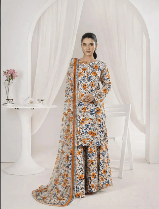 Multicolor Printed Lawn 3-Piece Set for Women
